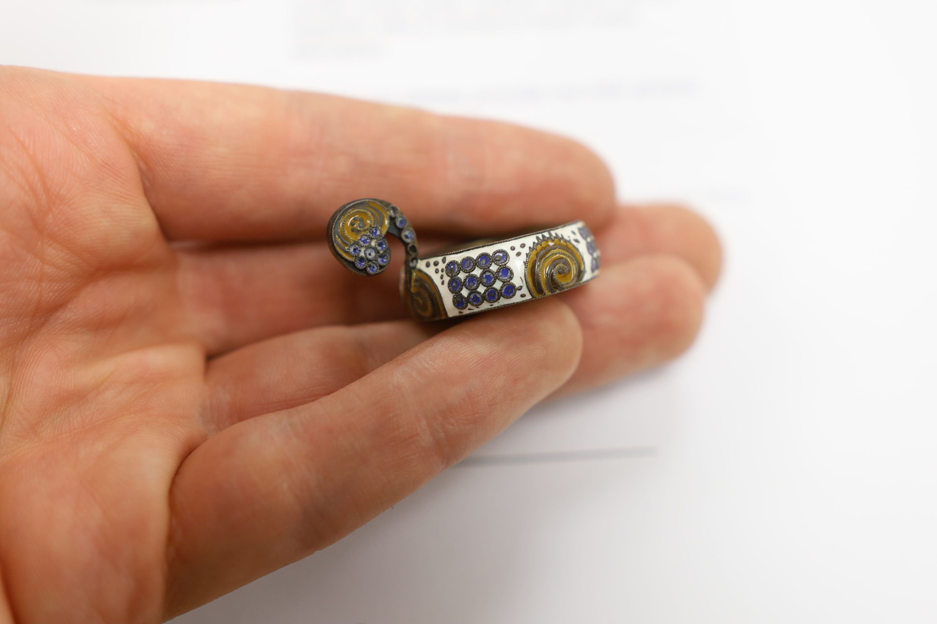 Three miniature late 19th/early 20th century Russian 88 zolotnik and cloisonné enamel single handled kovsh/dish